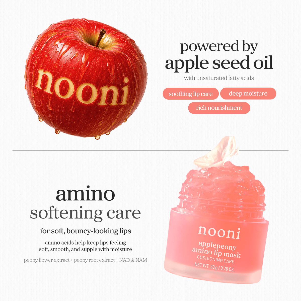 nooni applepeony amino lip mask - nooni