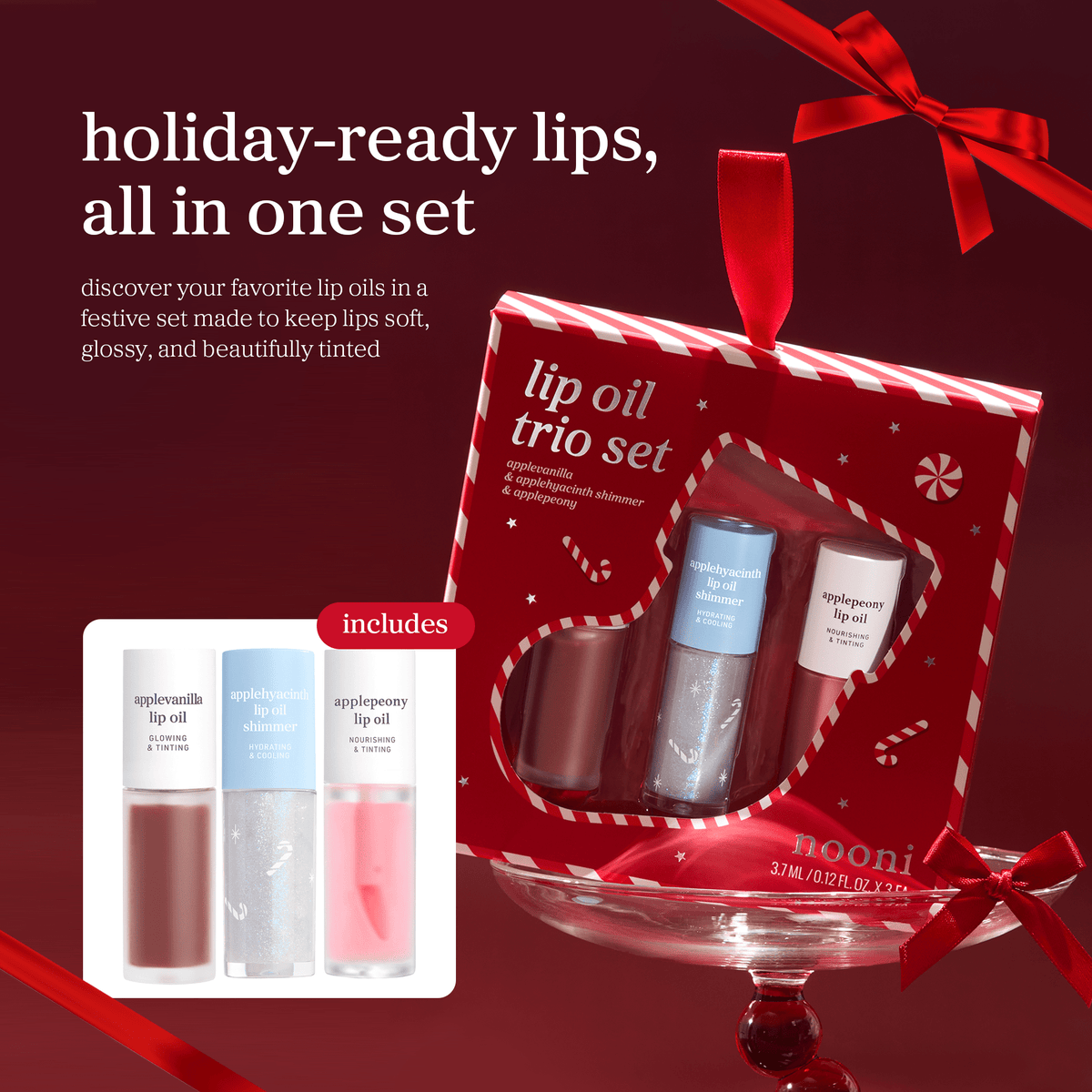 NOONI LIP OIL TRIO_PEONY&VANILLA&HYACINTH SHIMMER_2026 HOLIDAY LIMITED - nooni