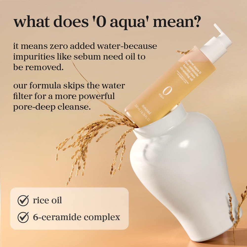 nooni snow aqua 0 rice ceramide barrier care cleansing oil - Nooni