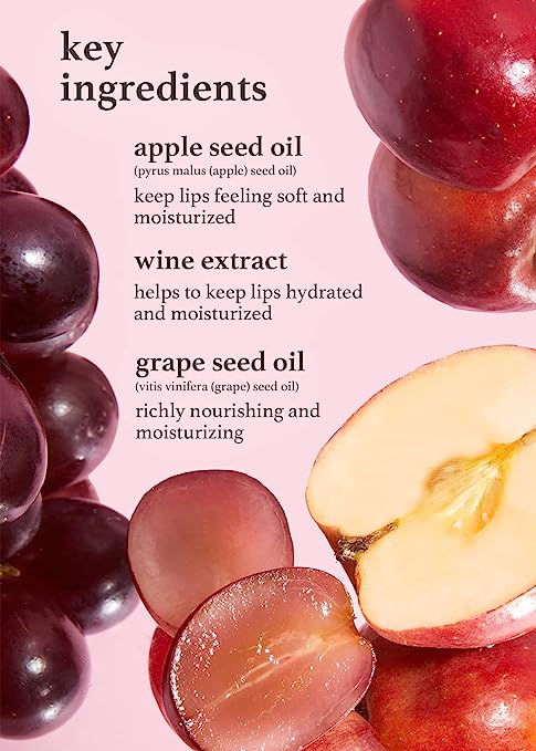Nooni applewine lip oil key ingredients: apple seed oil, wine extract, and grape seed oil