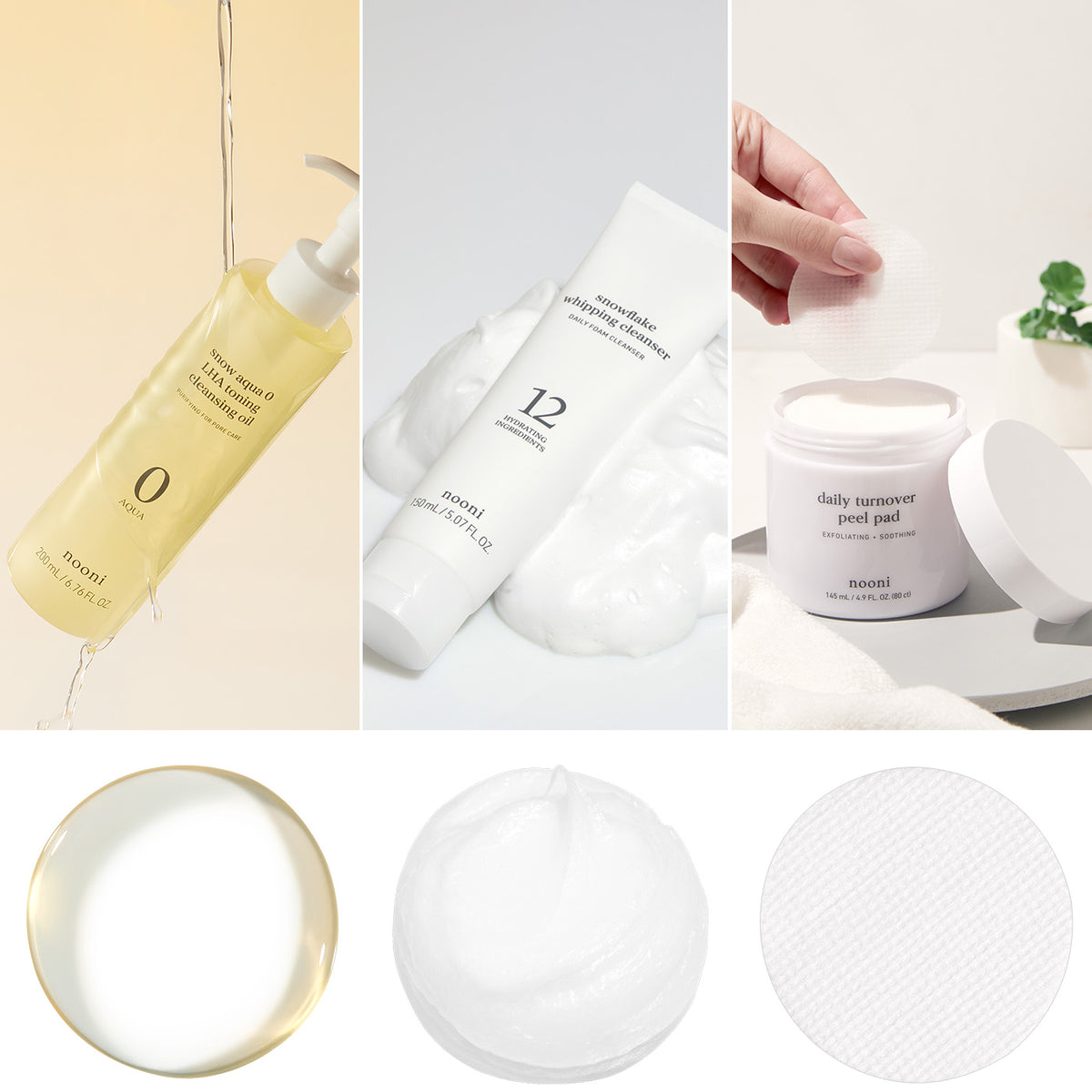 nooni Glass Skin Perfection Trio: Cleanse, Whip & Glow