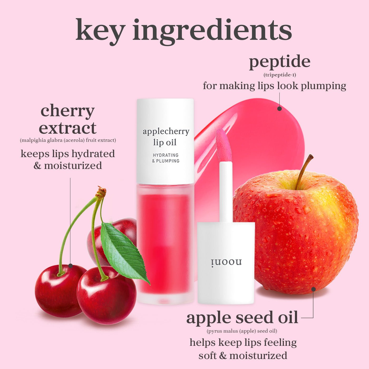 Special ingredients of applecherry lip oil