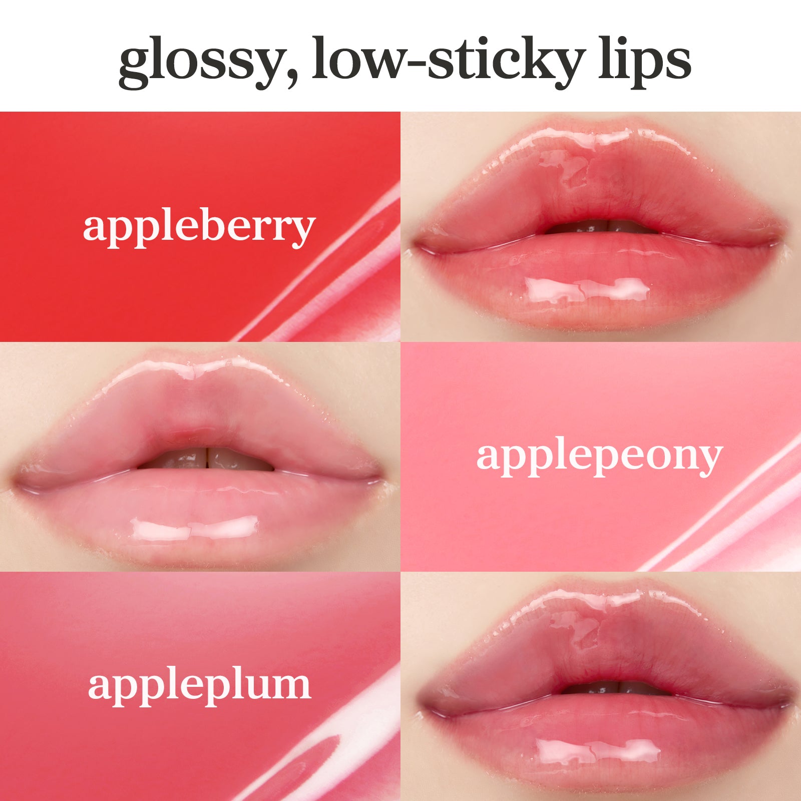 Favorite Lip Oil Trio set 3 Pack applied on lips showing glossy finish and natural tint.