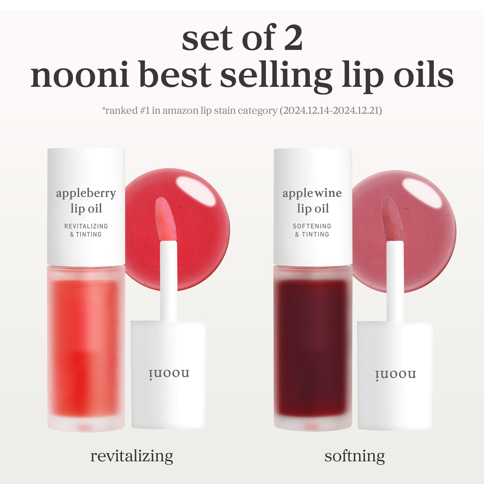 Set of 2 bestselling lip oils featuring appleberry and applewine shades.
