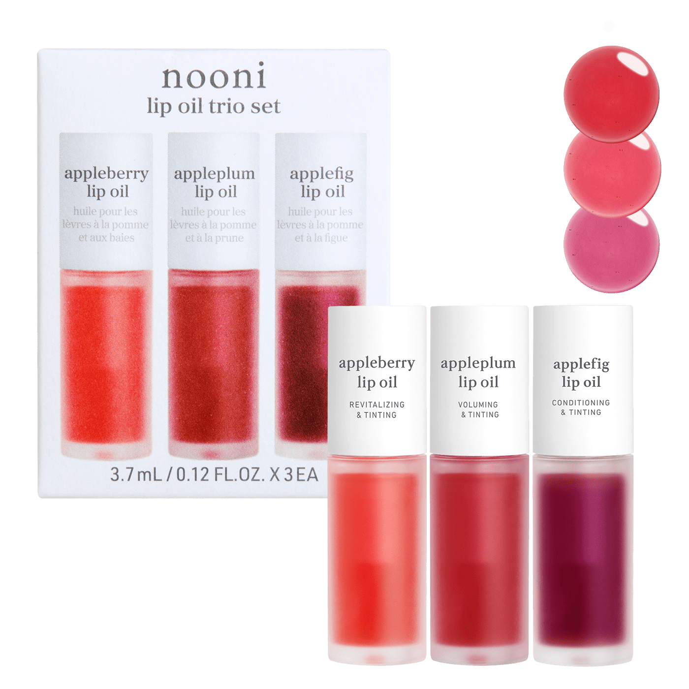 Lip Oil: Trio set (appleberry & appleplum & applefig) - nooni
