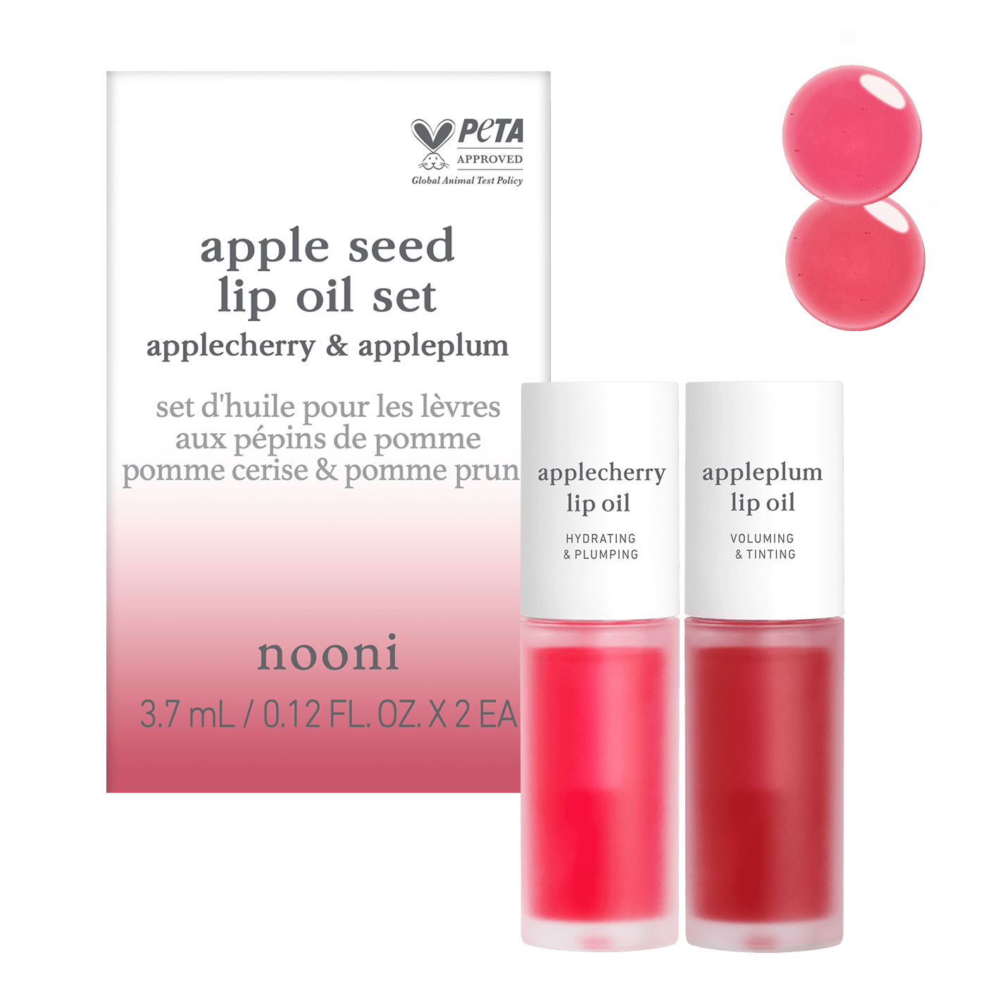 Lip Oil: duo set (applecherry & appleplum) - nooni