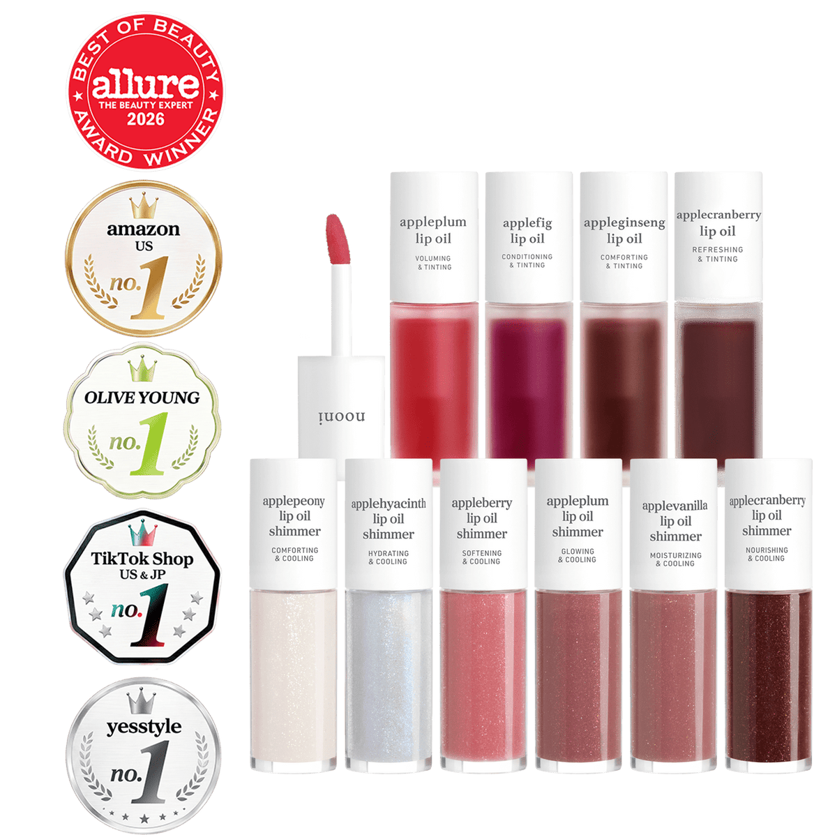 Lip Oil: Radiant Tinted & Shimmer Collection (10-Pack) - nooni