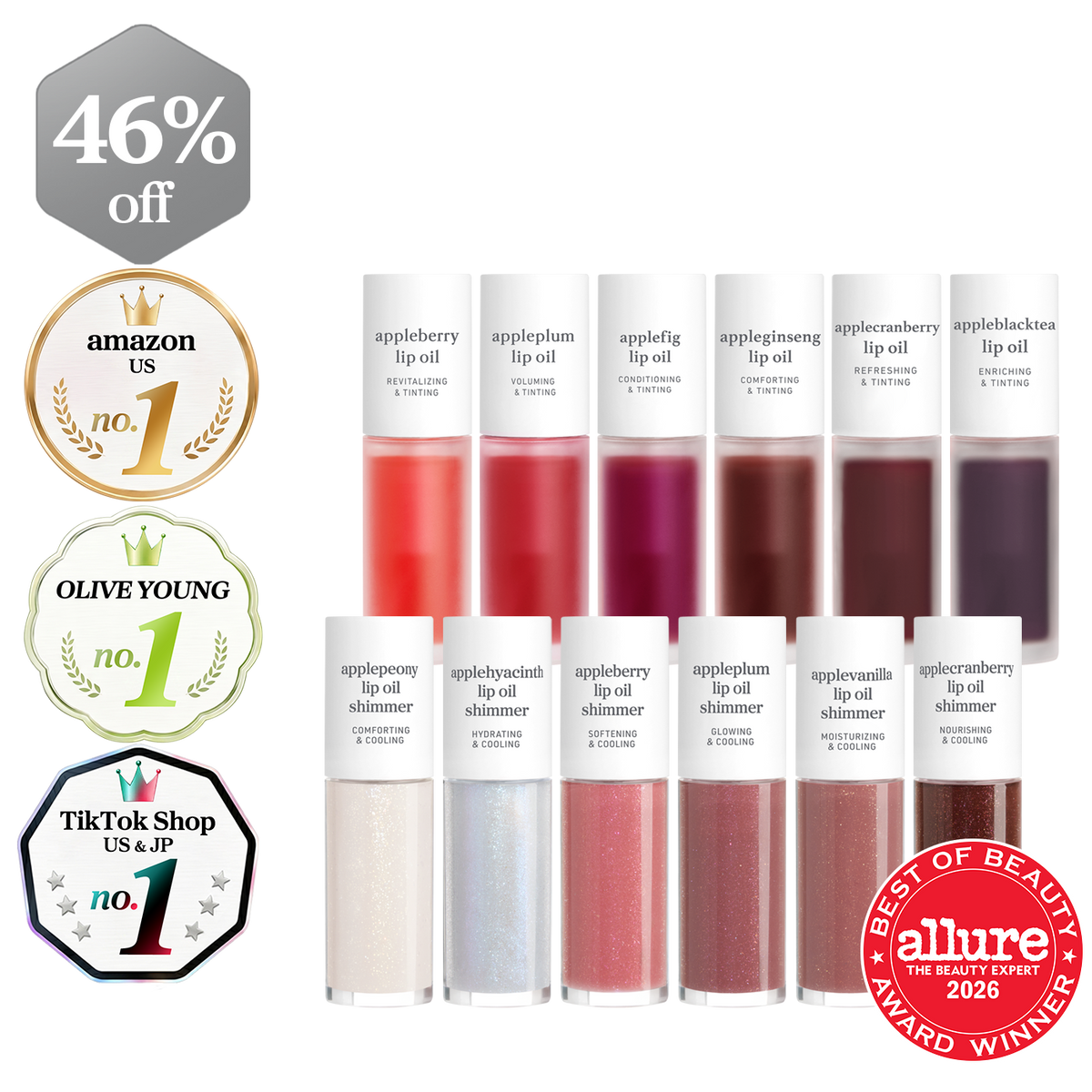 Lip Oil: Best of Original & Shimmer (12-Pack)