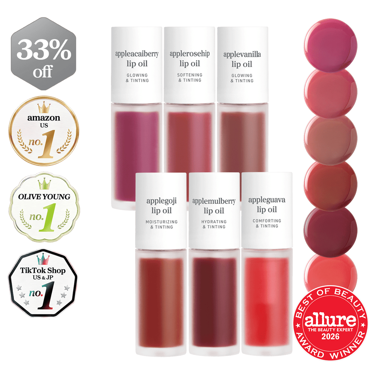 Lip Oil: New Color Collection (6-Pack) - nooni