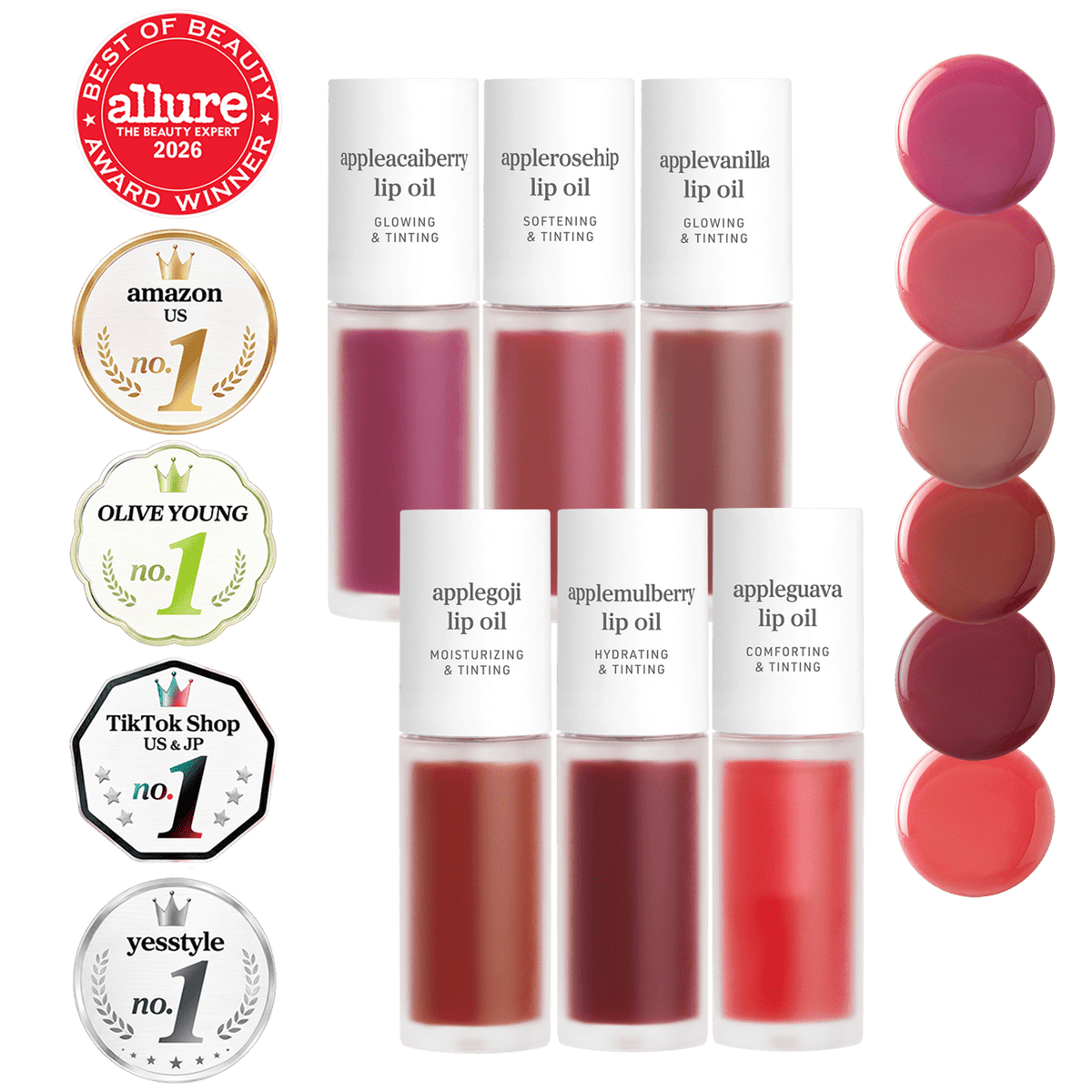 Lip Oil: New Color Collection (6-Pack) - nooni