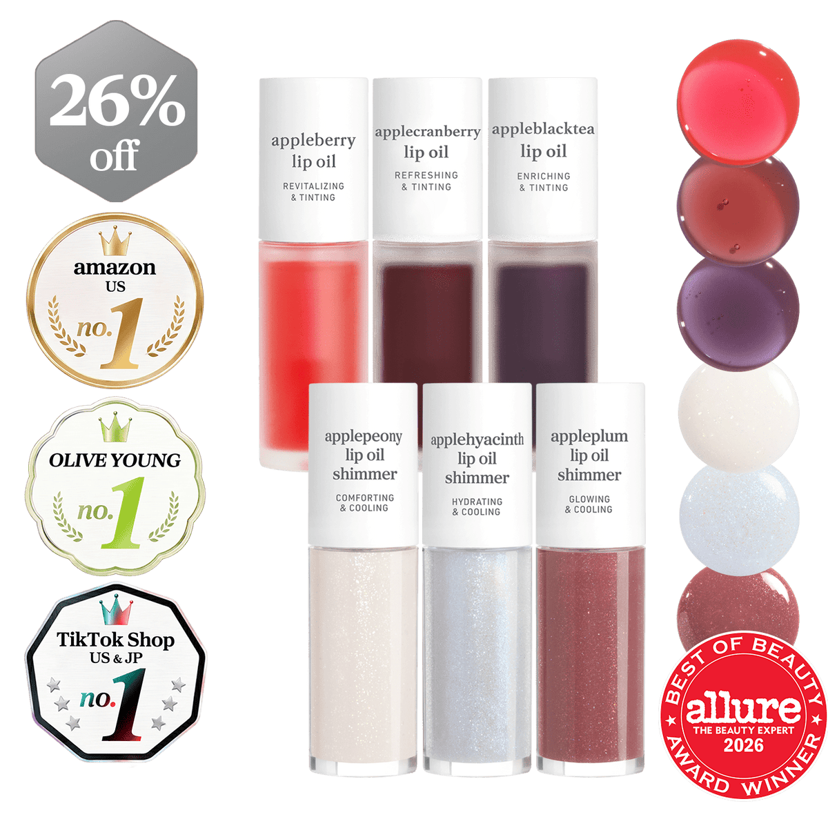 Lip Oil: Original & Shimmer Essentials (6-Pack) - nooni