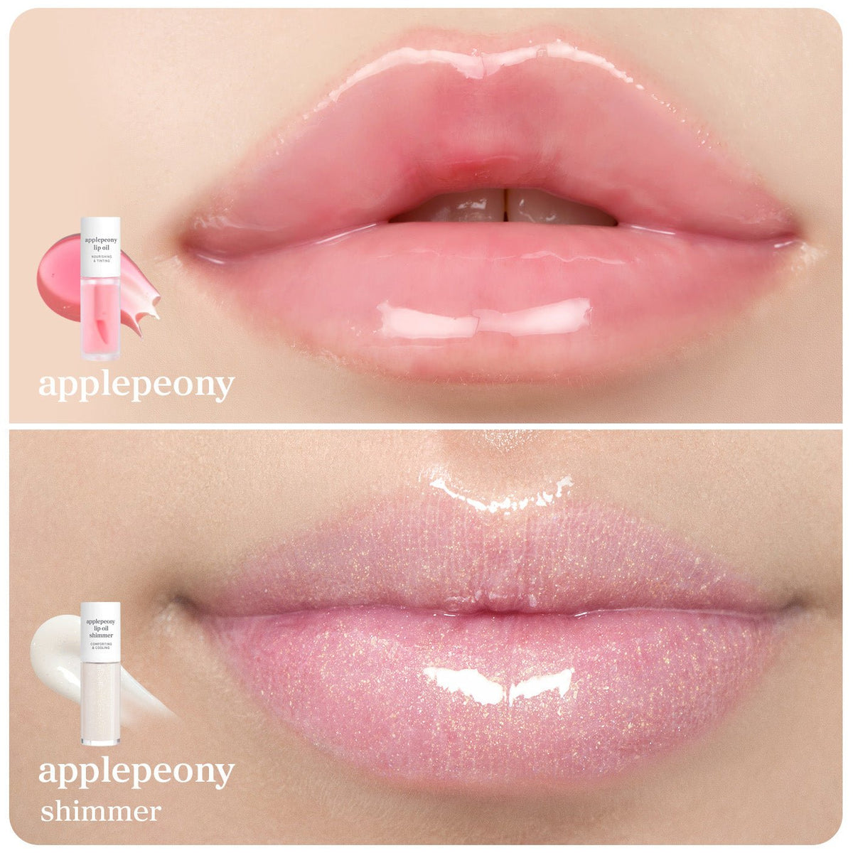 Lip Oil: Applepeony Original & Shimmer Duo - nooni