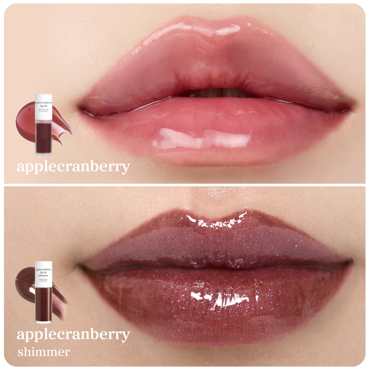 Lip Oil: Applecranberry Original & Shimmer Duo