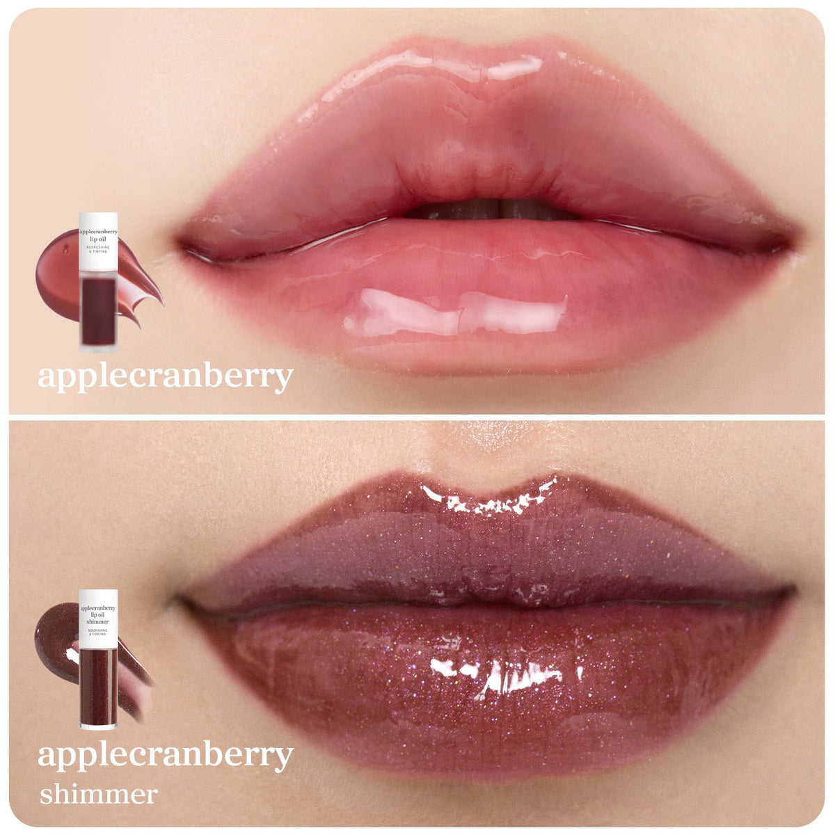 Lip Oil: Applecranberry Original & Shimmer Duo - nooni