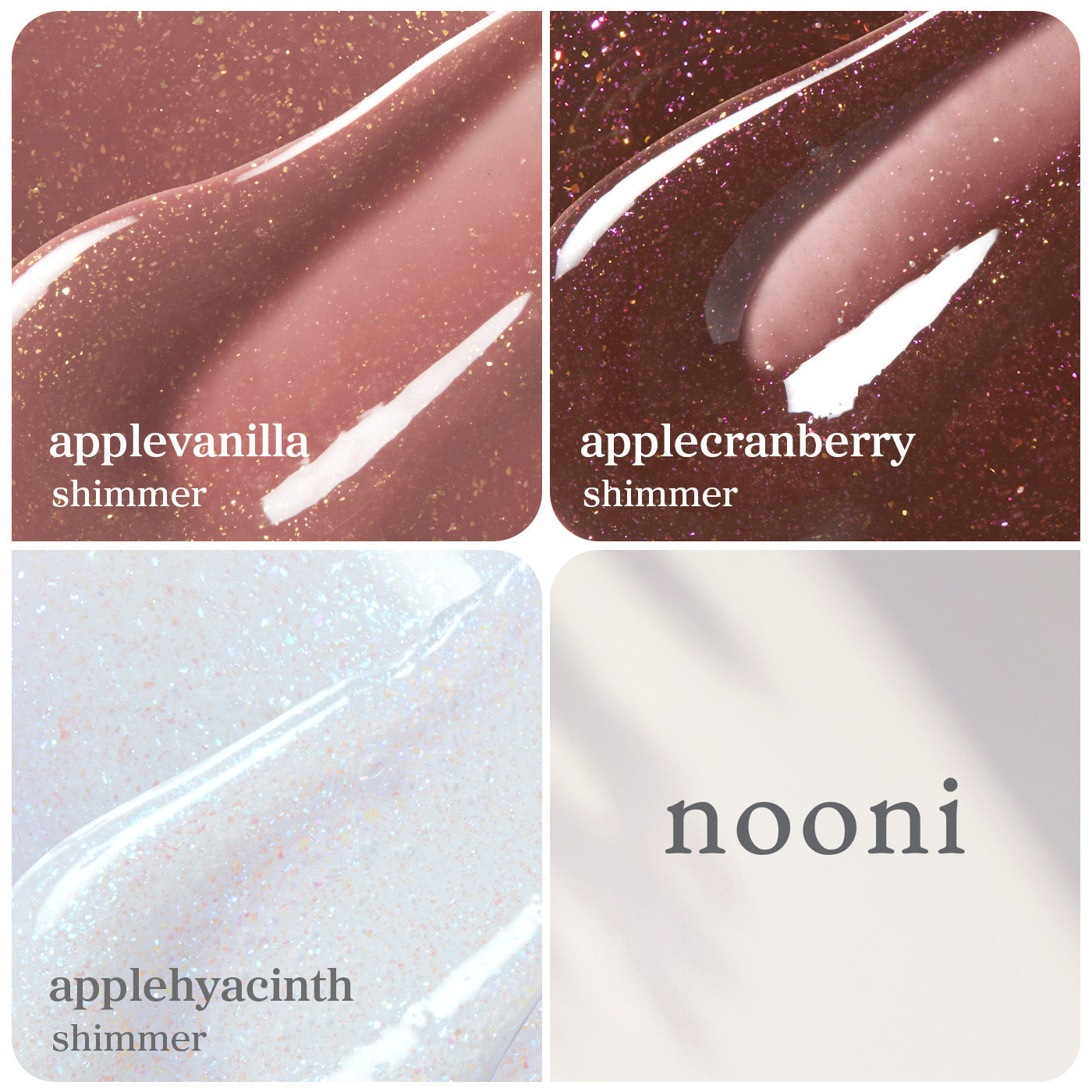 Lip Oil Shimmer: Trio Set (Applevanilla & Applecranberry & Applehyacinth)