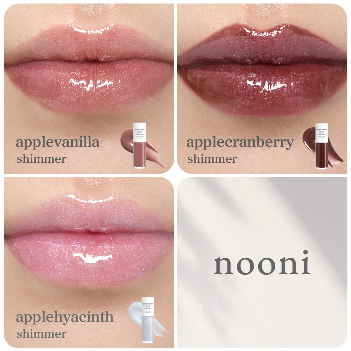Lip Oil Shimmer: Trio Set (Applevanilla & Applecranberry & Applehyacinth)