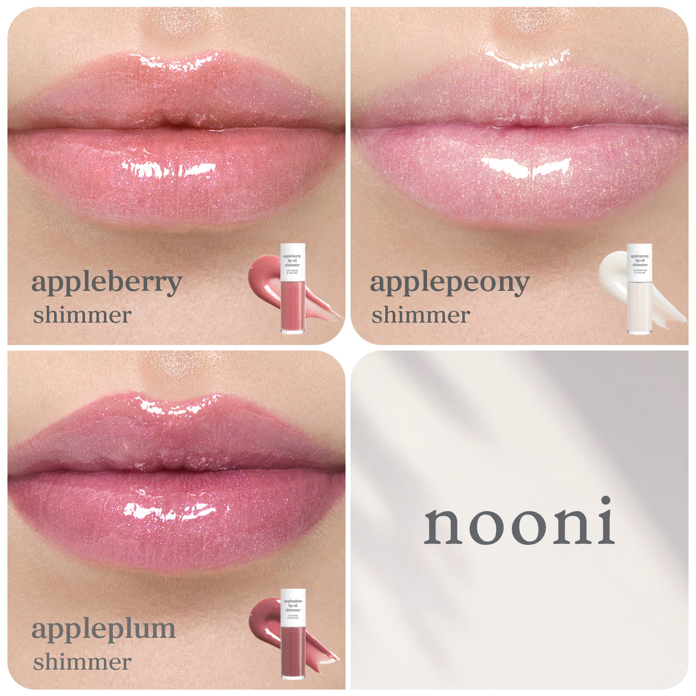 Lip Oil Shimmer: Trio Set (Appleberry & Applepeony & Appleplum)