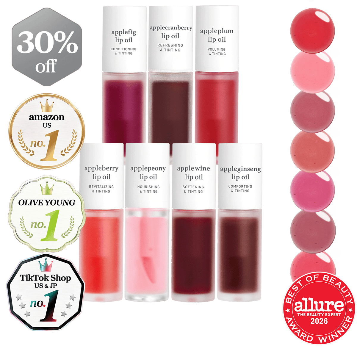 Lip Oil: Best-Seller (7-Pack) - nooni