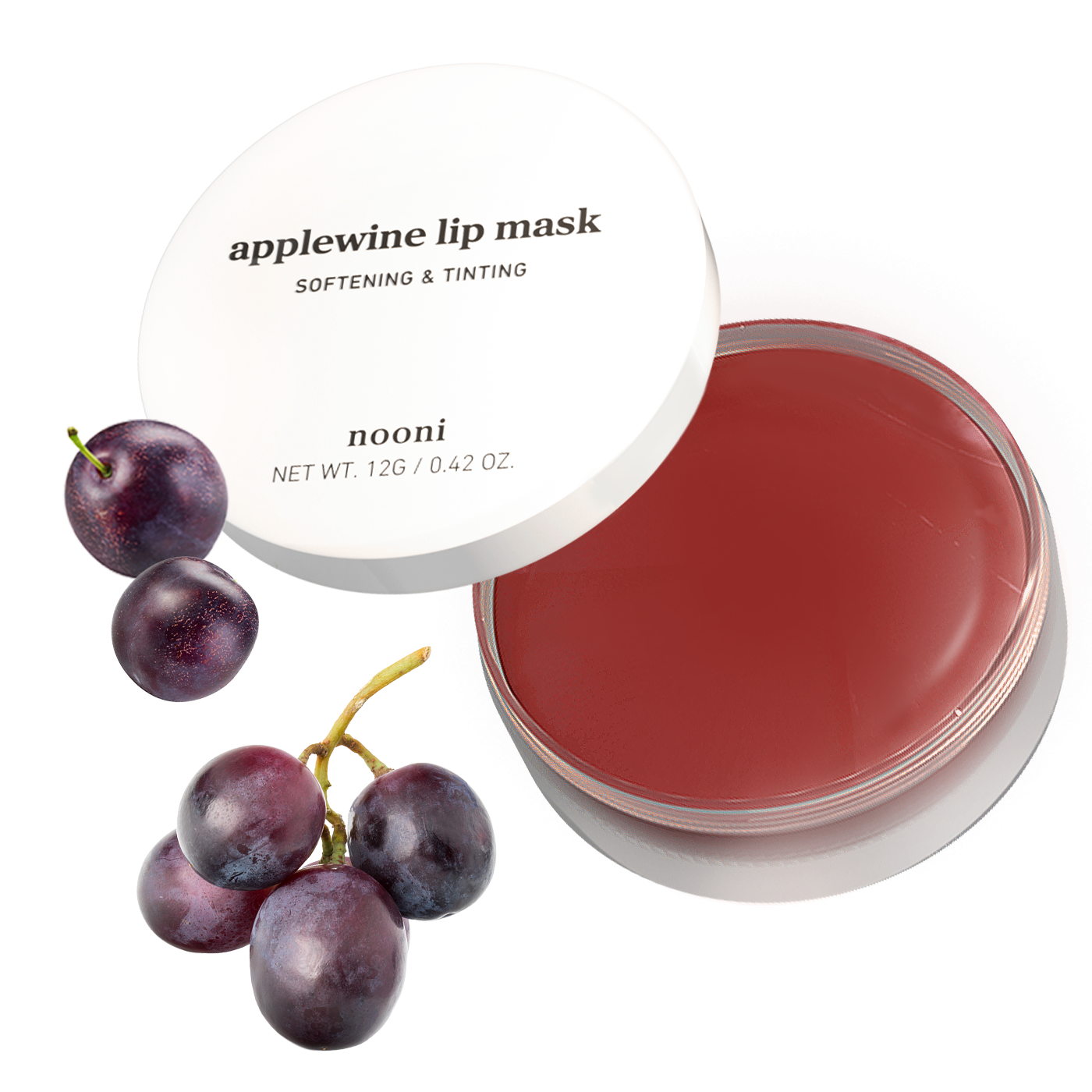 Nooni applewine lip mask 12g product with grape ingredients