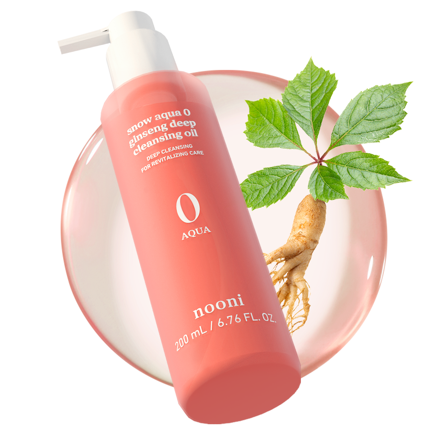 Nooni Snow Aqua 0 Ginseng Deep Cleansing Oil 200ml product with ginseng root