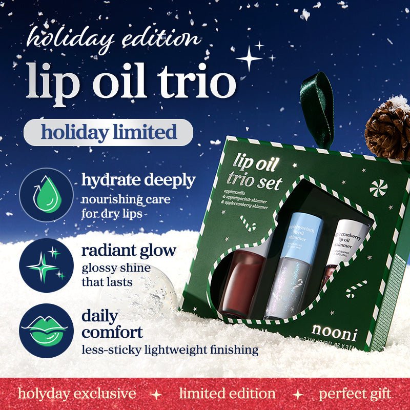 NOONI LIP OIL TRIO_VANILLA&CRANBERRY SHIMMER&HYACINTH SHIMMER_2026 HOLIDAY LIMITED - nooni