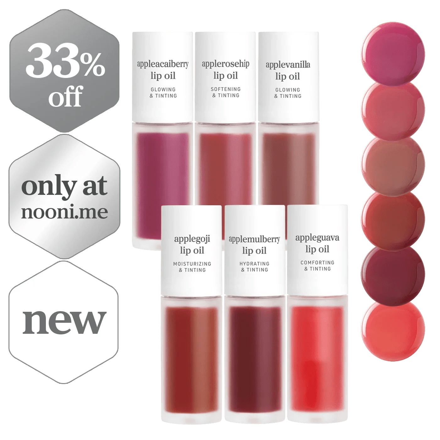 Lip Oil: New Color Collection (6-Pack) - nooni