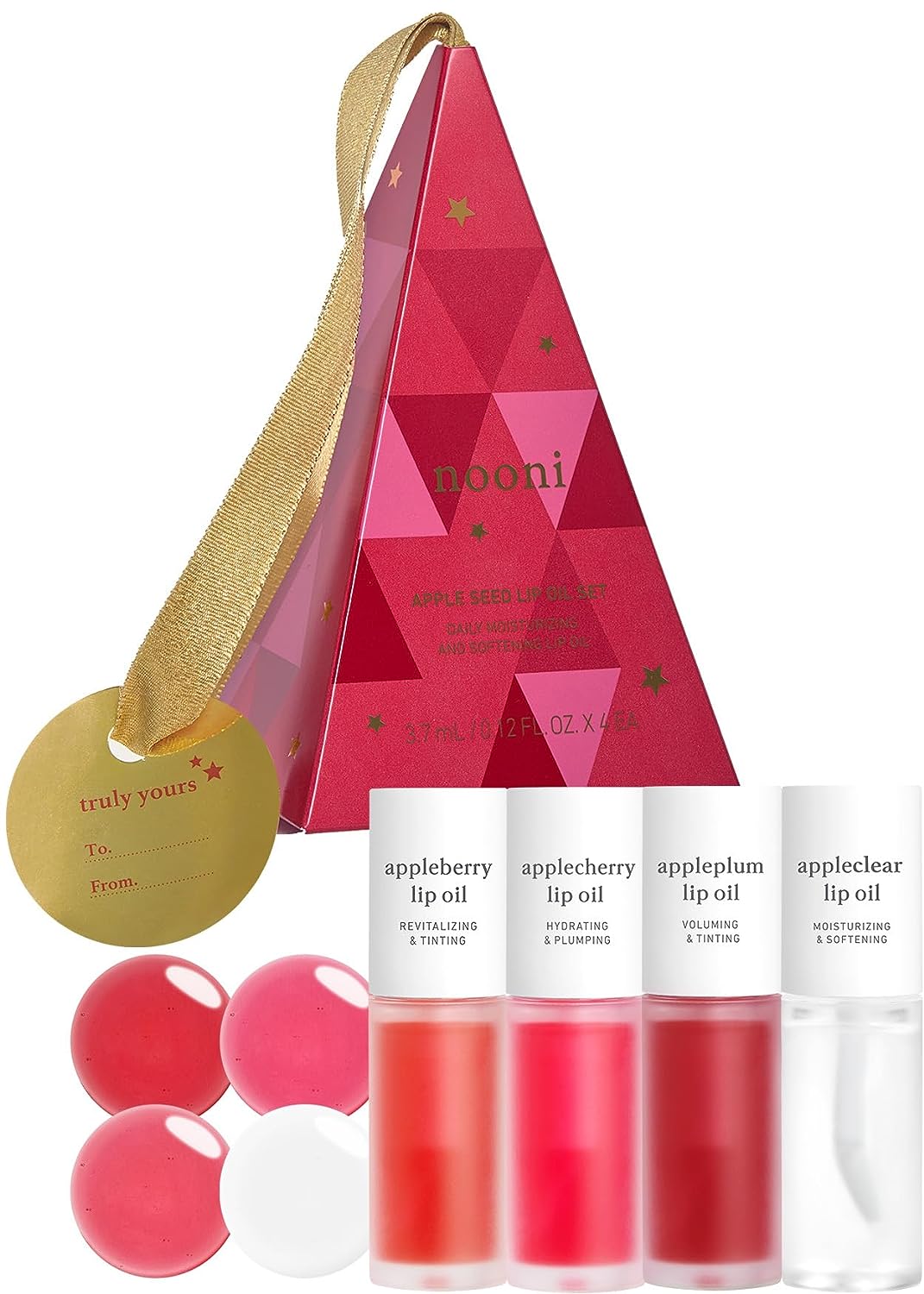 appleseed lip oil gift set with gift box and card
