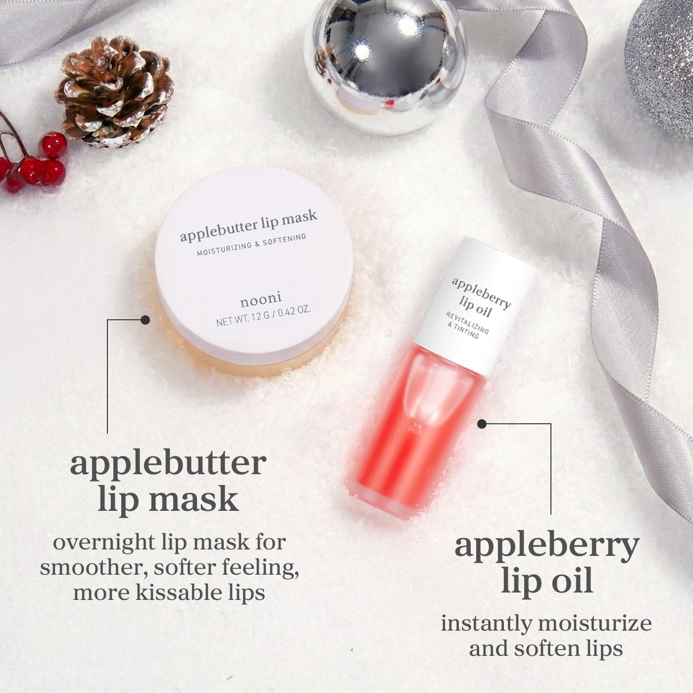 Lip Care: Appleberry Lip Oil & Lip Mask (2 - Pack) - Nooni
