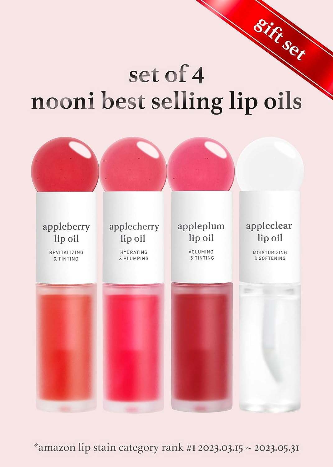 appleseed lip oil gift set with gift box and card