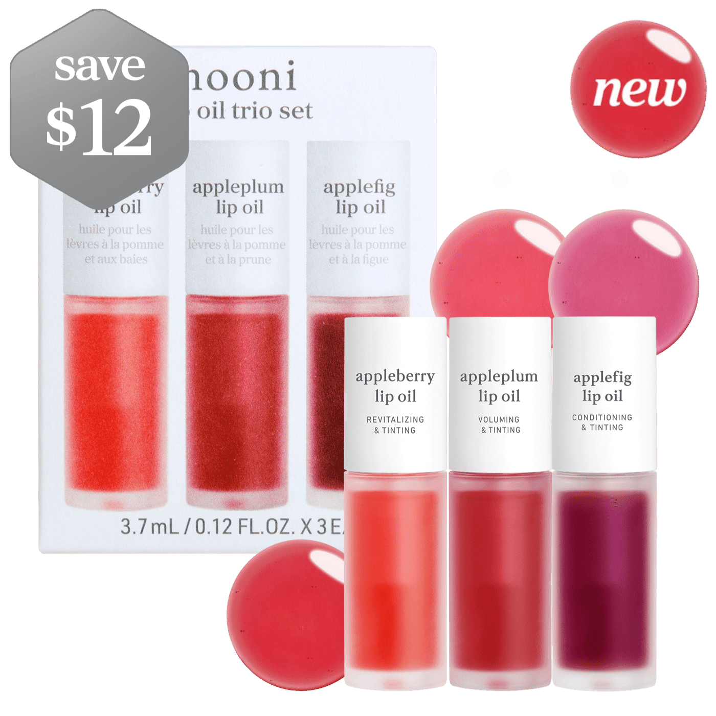 Lip Oil: Trio set (appleberry & appleplum & applefig) - nooni