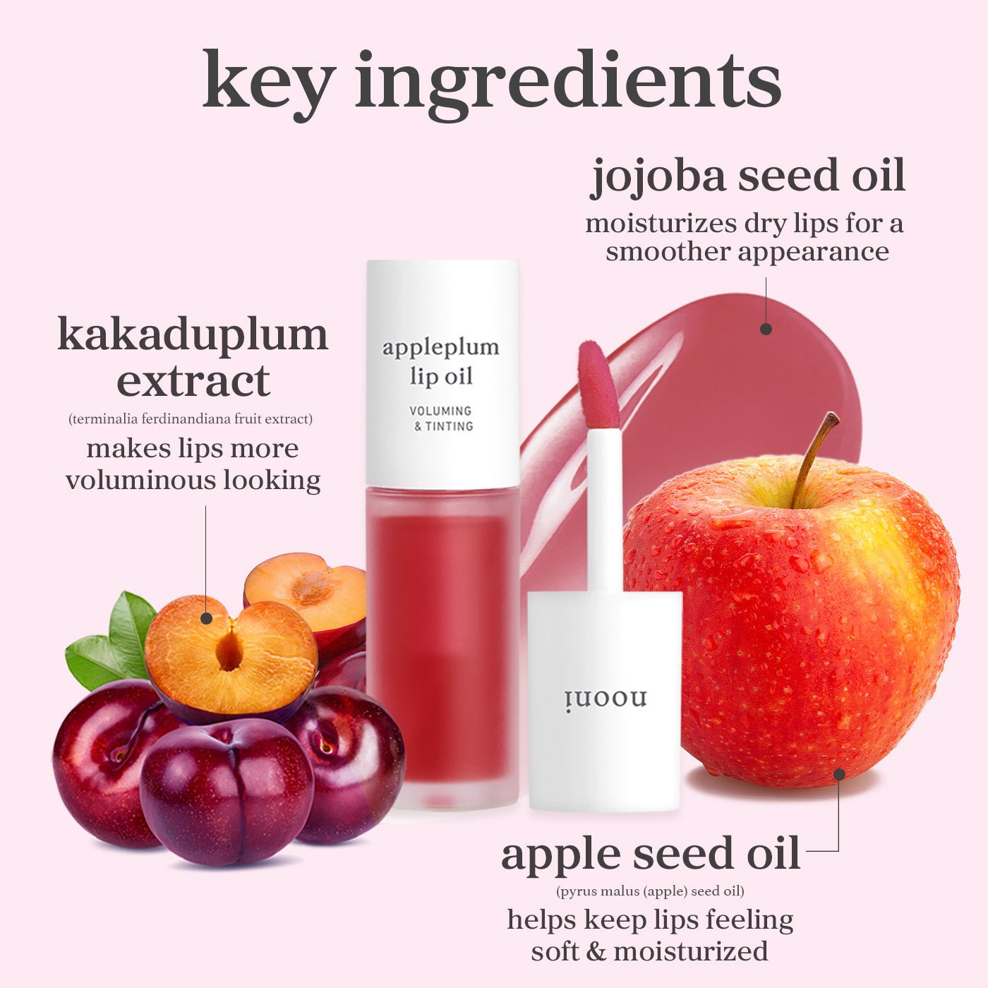 Special ingredients of appleplum lip oil