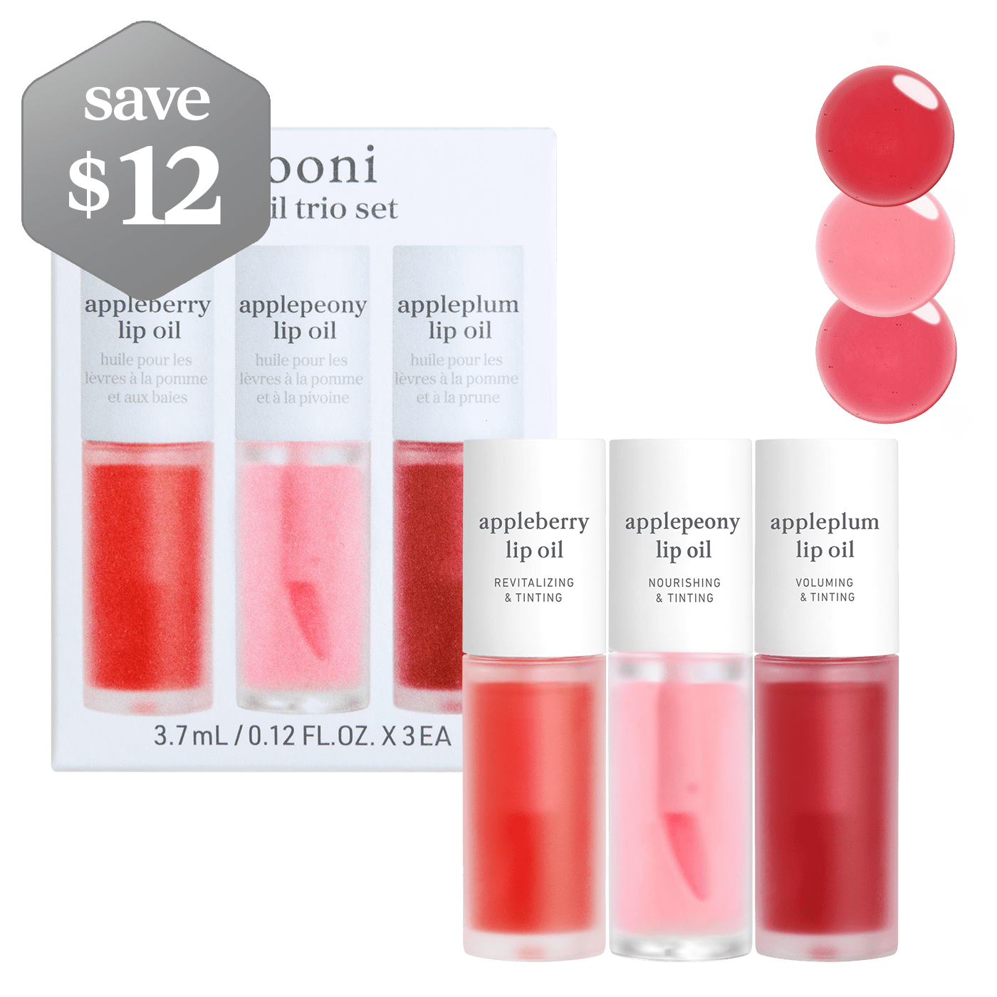 Lip Oil: Trio set (appleberry & applepeony & appleplum)