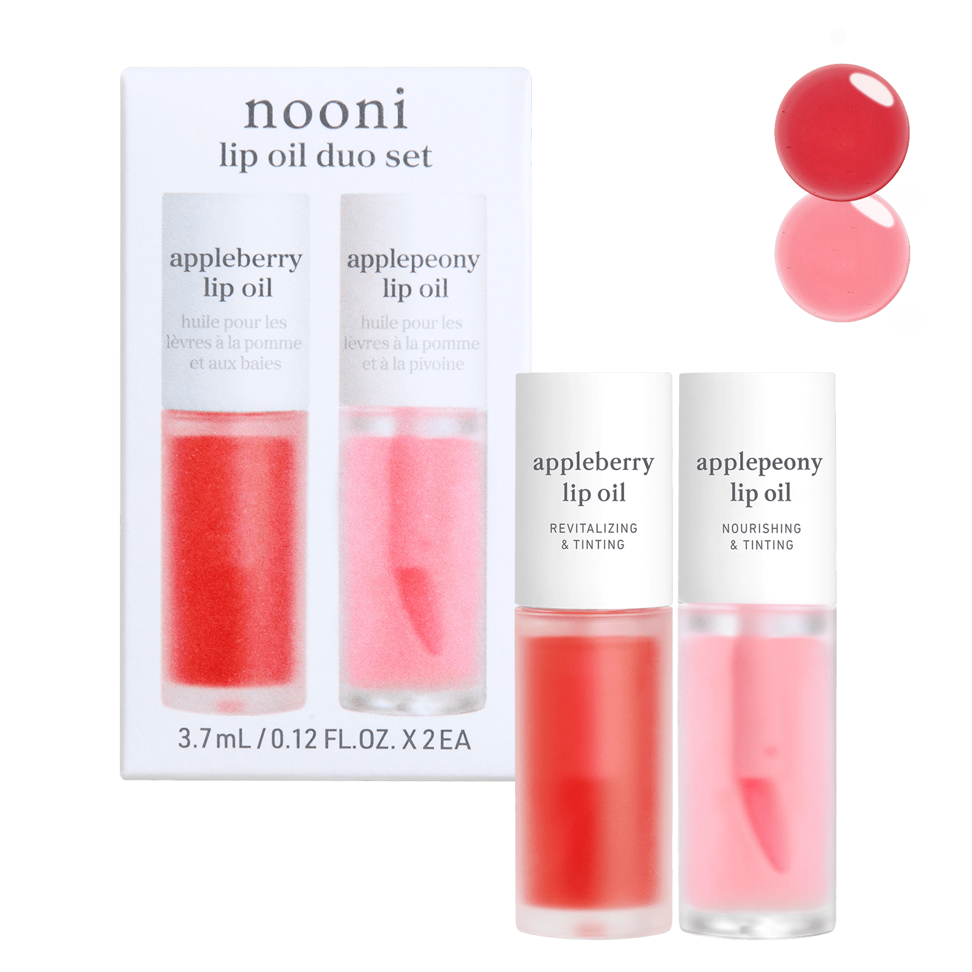 Lip Oil: duo set (appleberry & applepeony) - nooni