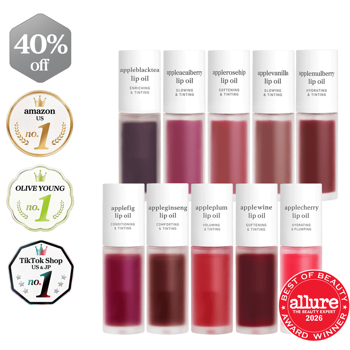 Radiant Lip Oil Wardrobe (10 Shades) - nooni