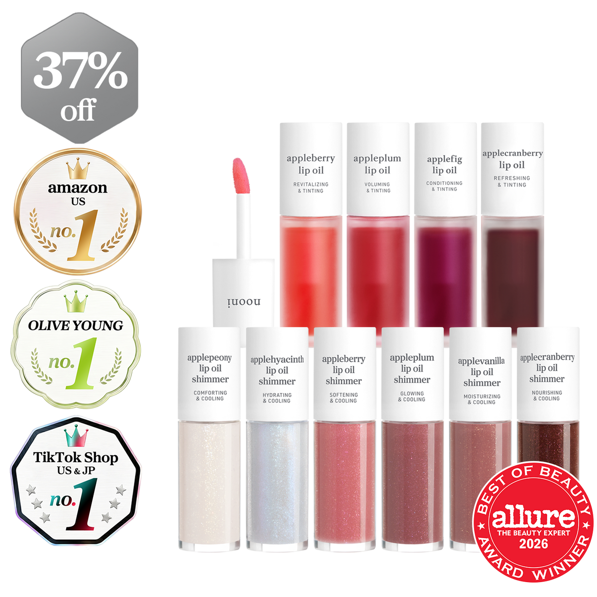 Lip Oil: Juicy Fruit & Shimmer Collection (10-Pack)
