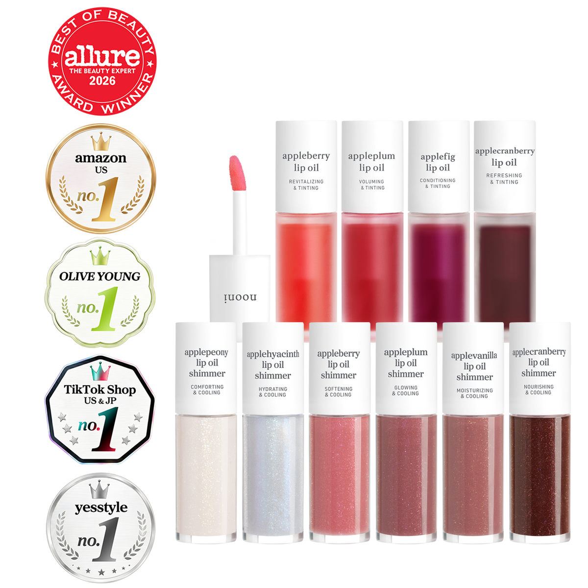 Lip Oil: Juicy Fruit & Shimmer Collection (10-Pack)