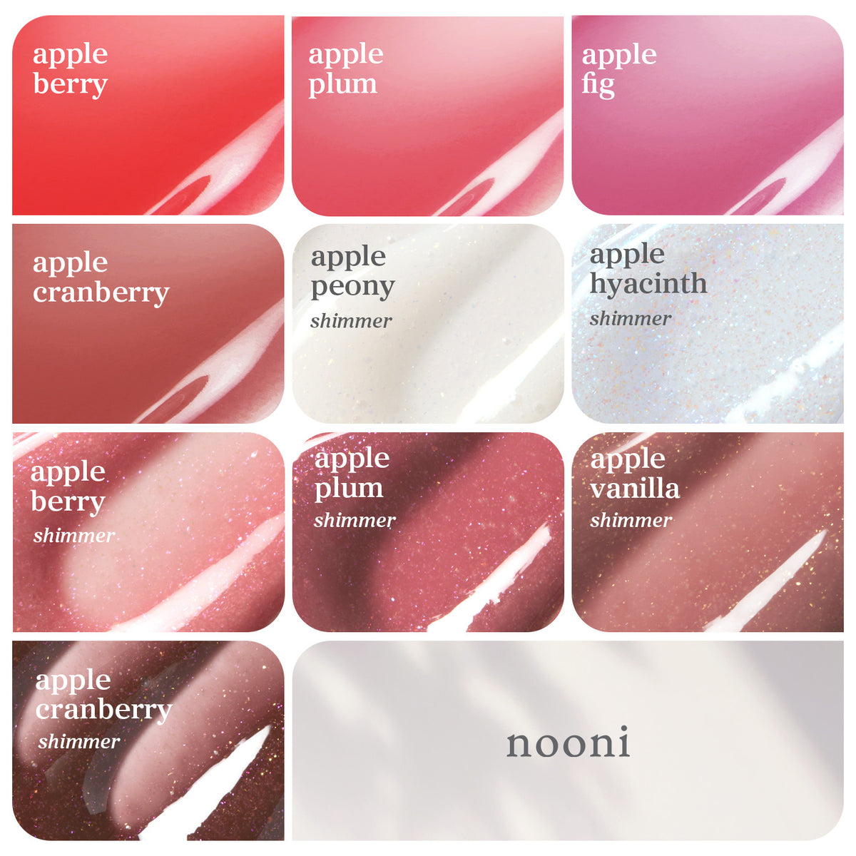 Lip Oil: Juicy Fruit & Shimmer Collection (10-Pack)
