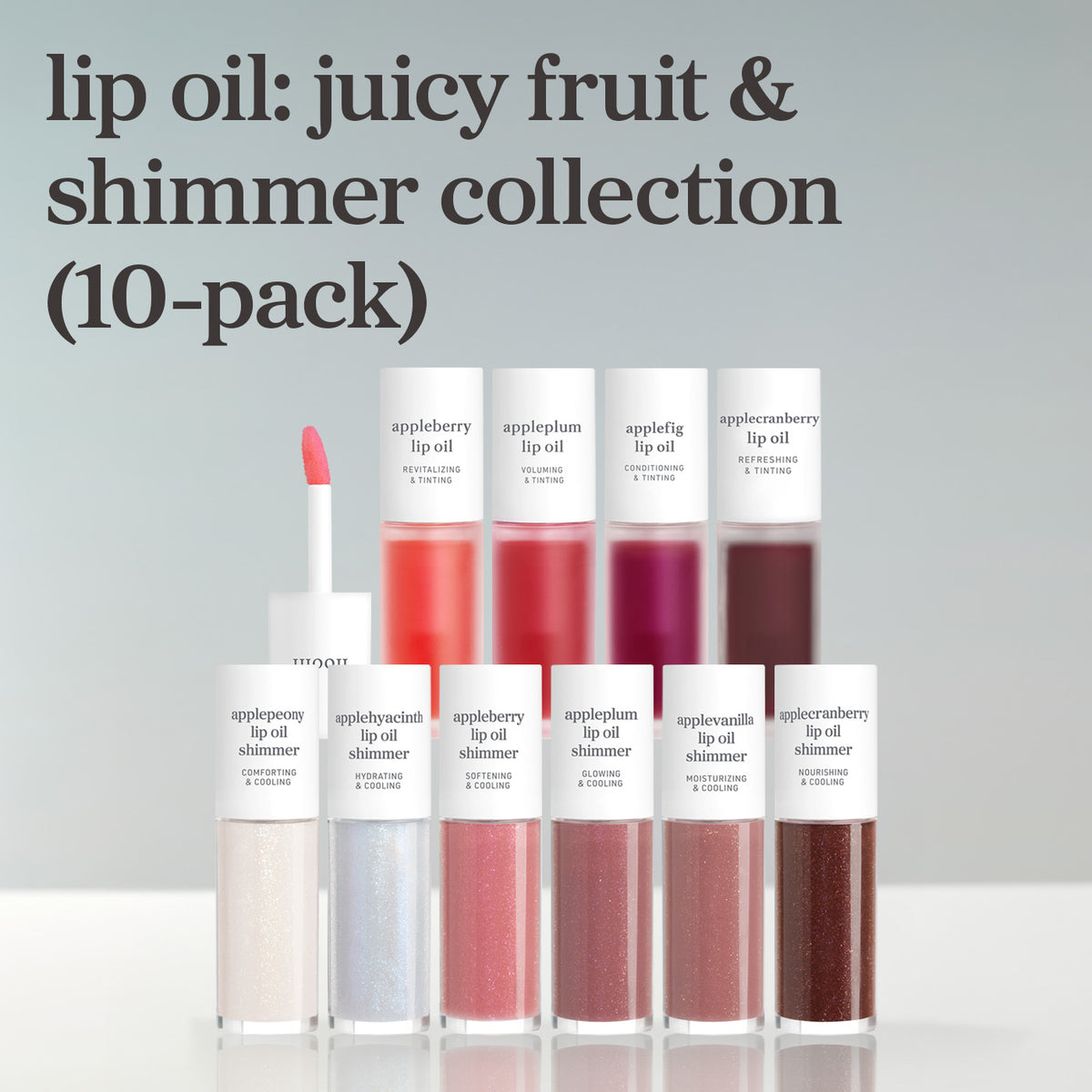 Lip Oil: Juicy Fruit & Shimmer Collection (10-Pack)