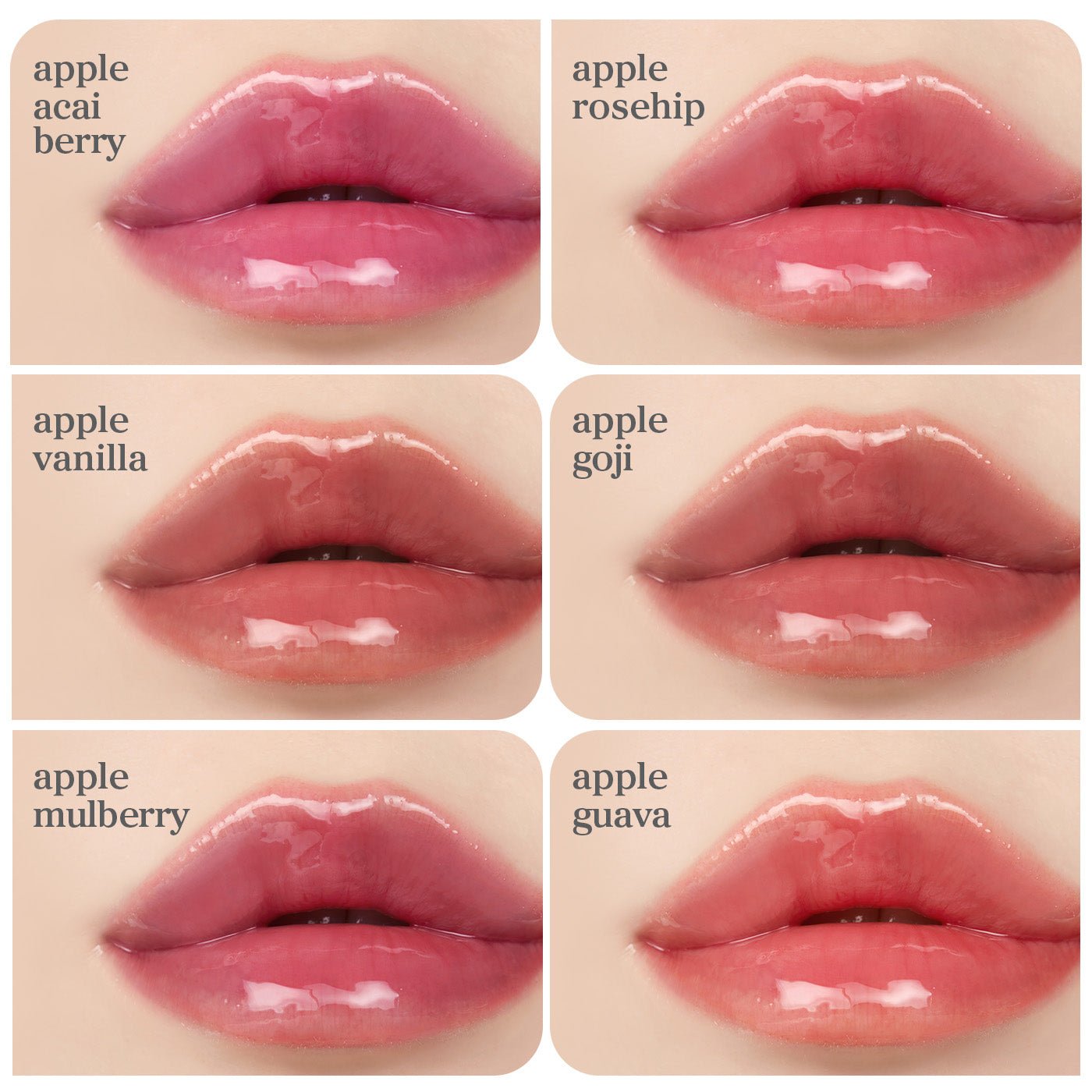 New Color Collection (6 Pack) applied on lips showing glossy finish and natural tint.