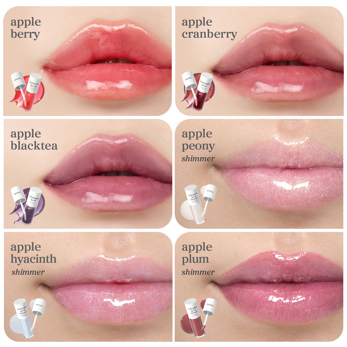 Lip Oil: Original & Shimmer Essentials (6-Pack)