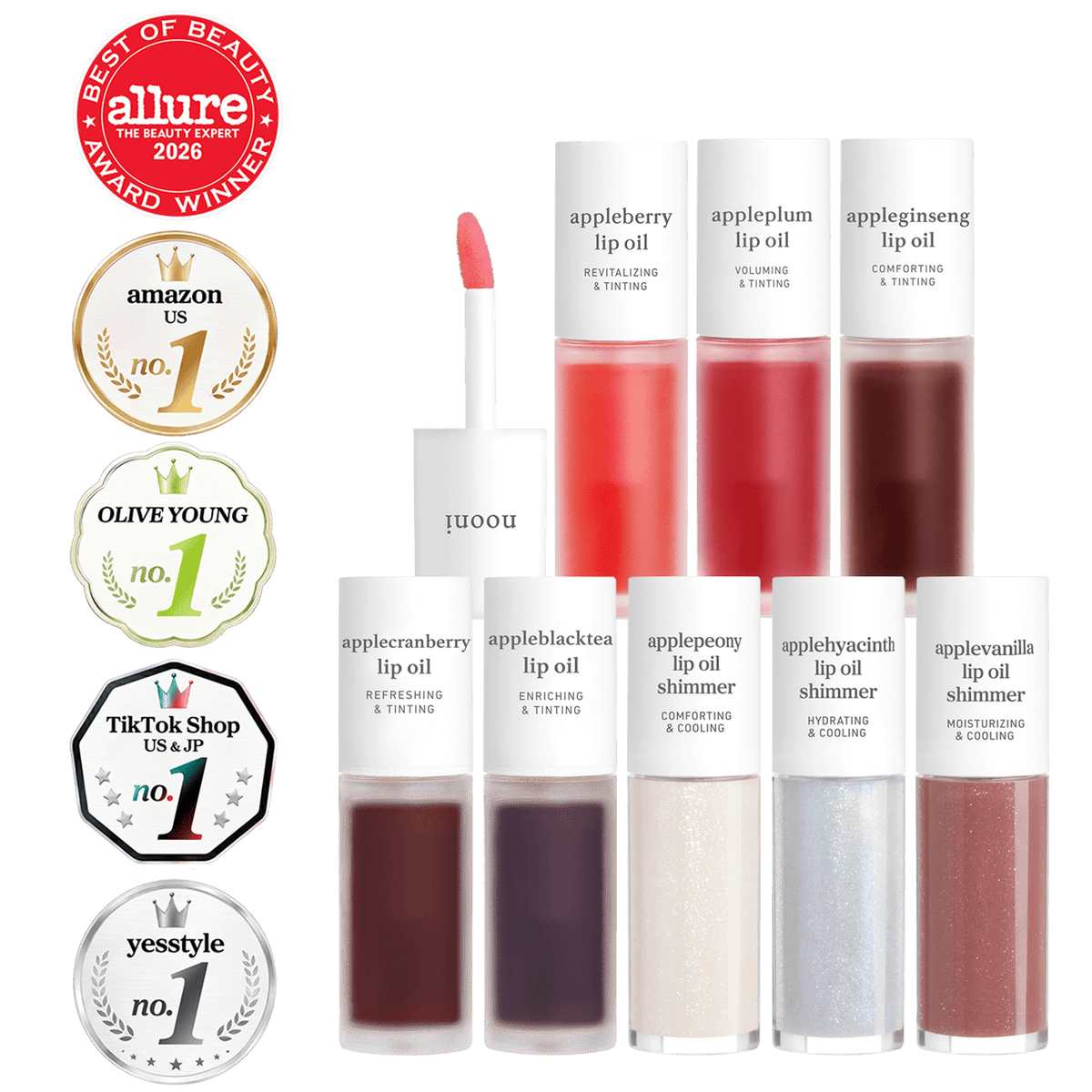 Lip Oil: Original & Shimmer Must-Haves (8-Pack) - nooni