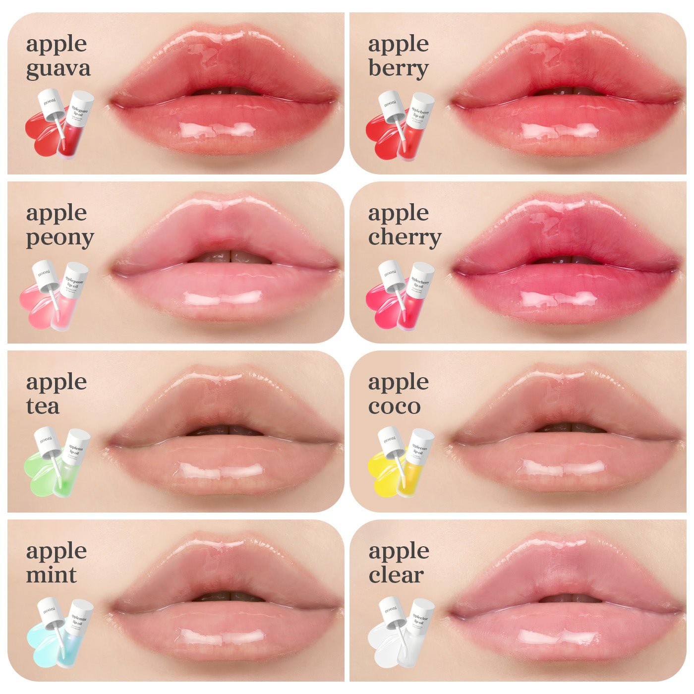Lip Oil: Dewy Glow Set (8-Pack) - nooni