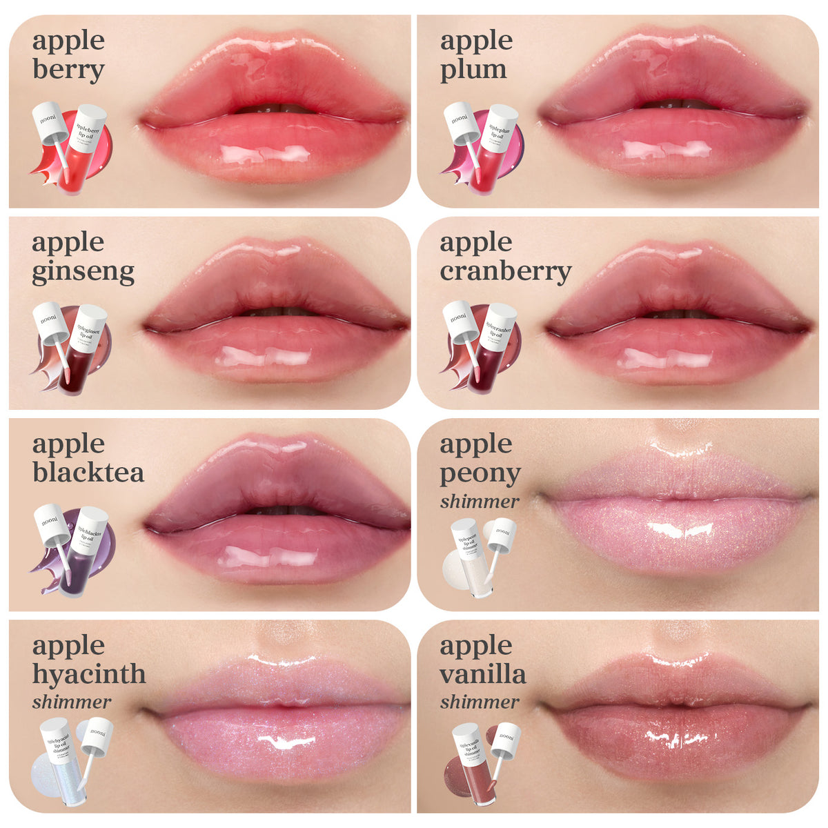 Lip Oil: Original & Shimmer Must-Haves (8-Pack)