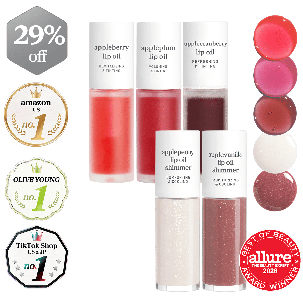 Lip Oil: Best Sellers & Shimmer (5-Pack) - nooni