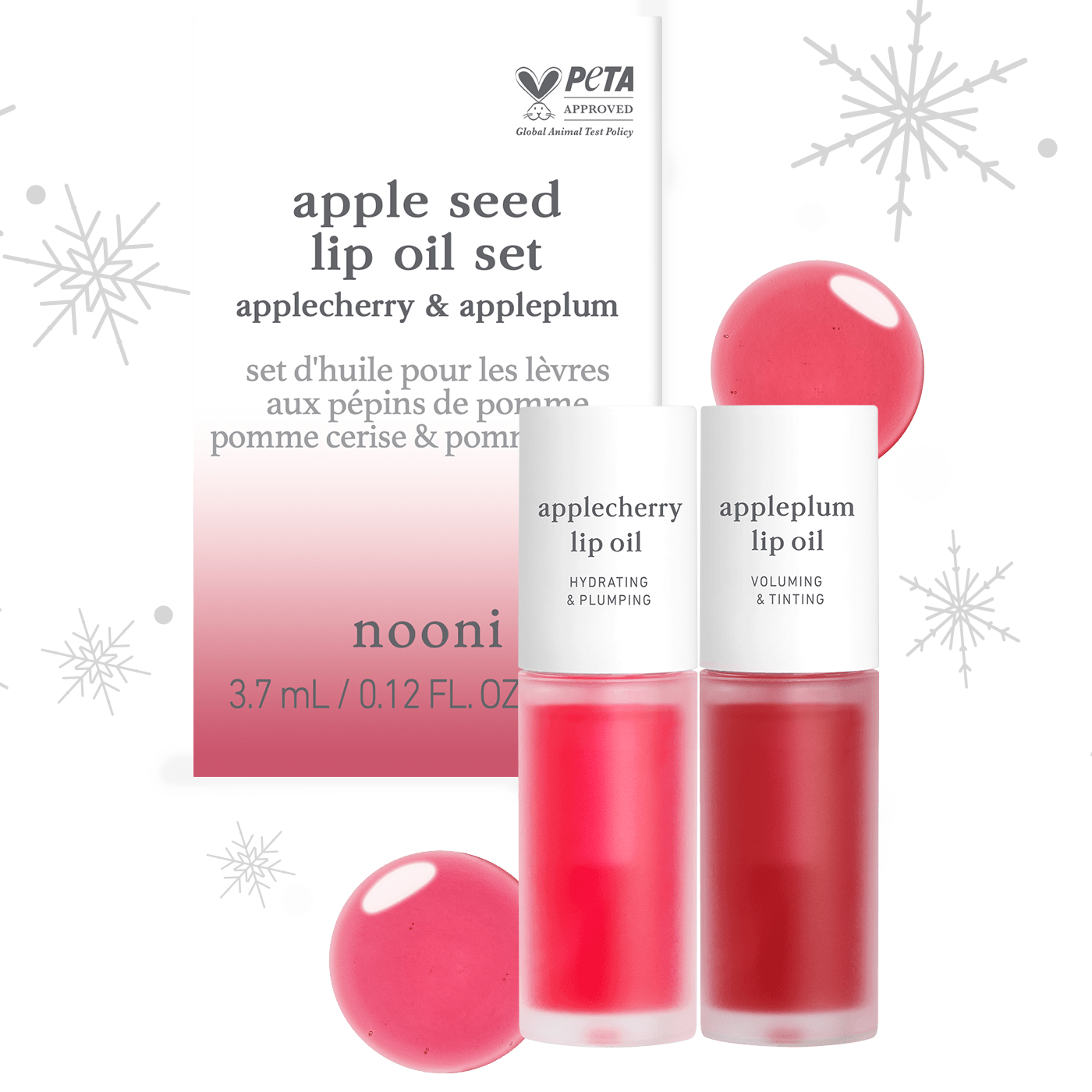 nooni lip oil duo (applecherry & appleplum)
