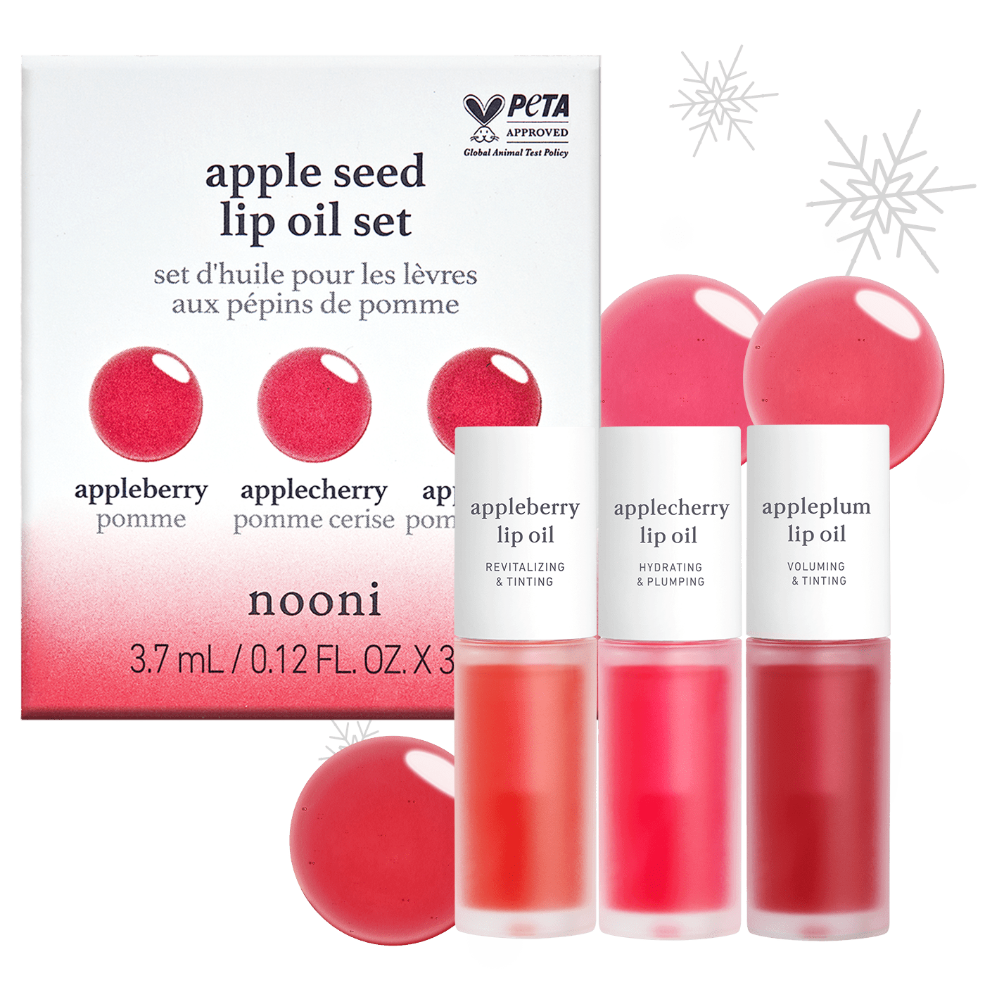 nooni lip oil trio (appleberry & applecherry & appleplum) - Nooni