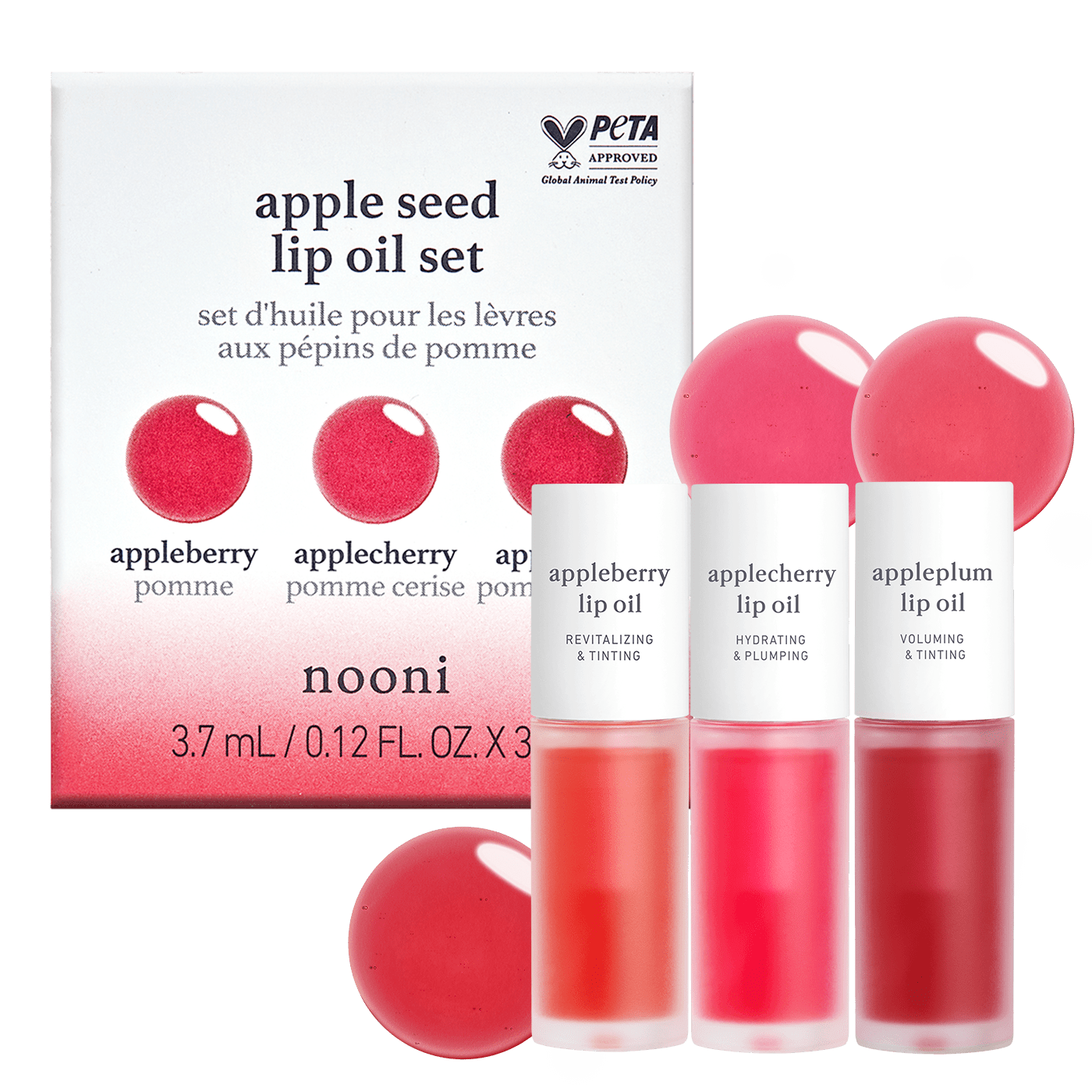 nooni lip oil trio (appleberry & applecherry & appleplum) - Nooni