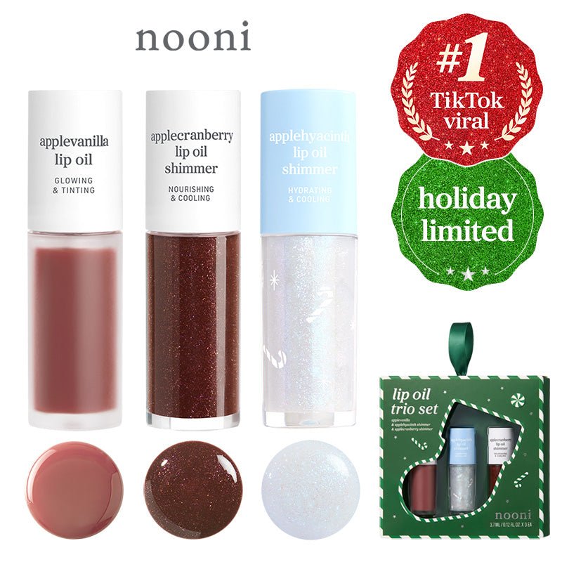 NOONI LIP OIL TRIO_VANILLA&CRANBERRY SHIMMER&HYACINTH SHIMMER_2026 HOLIDAY LIMITED - nooni