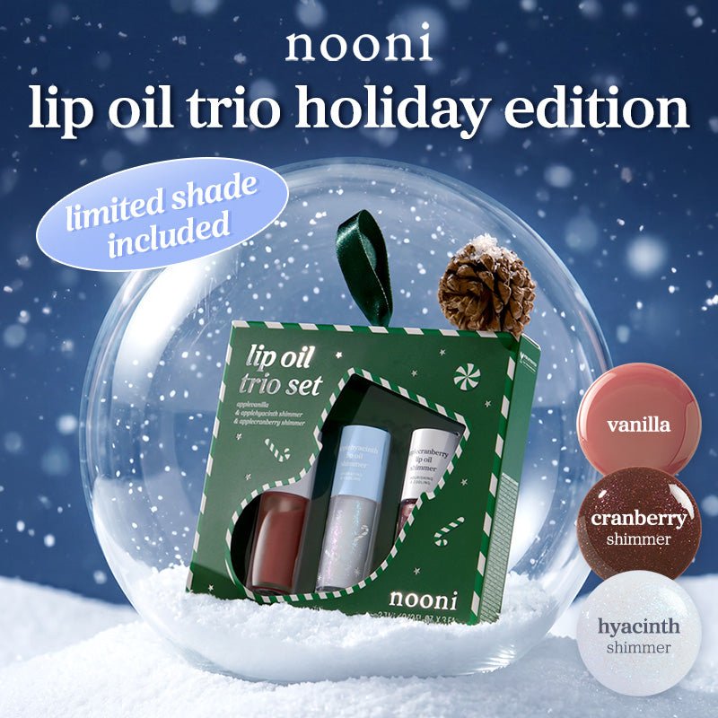 NOONI LIP OIL TRIO_VANILLA&CRANBERRY SHIMMER&HYACINTH SHIMMER_2026 HOLIDAY LIMITED - nooni