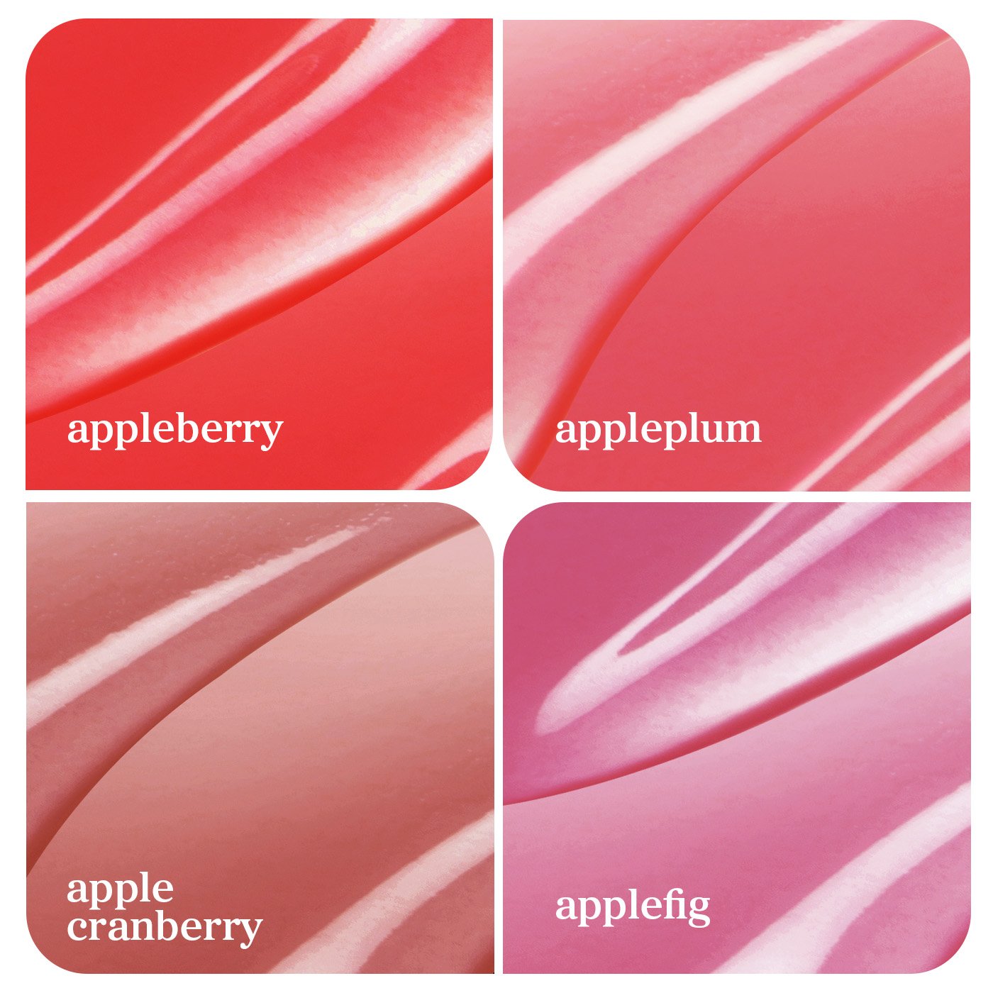 Colors of each product in the juicy fruit 4 pack.